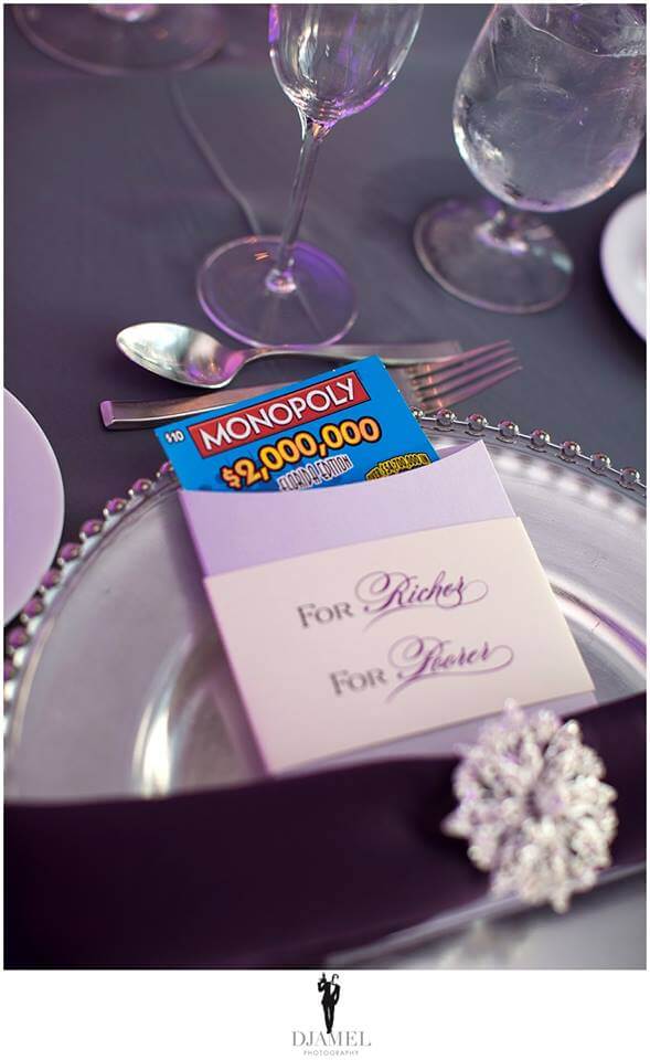 Scratch off lottery tickets make a great fun wedding favor for your guests