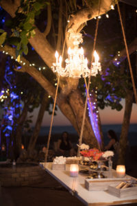 special moments event planning - outdoor wedding reception- unique wedding ideas - wedding decor - crystal chandelier - hanging dessert station