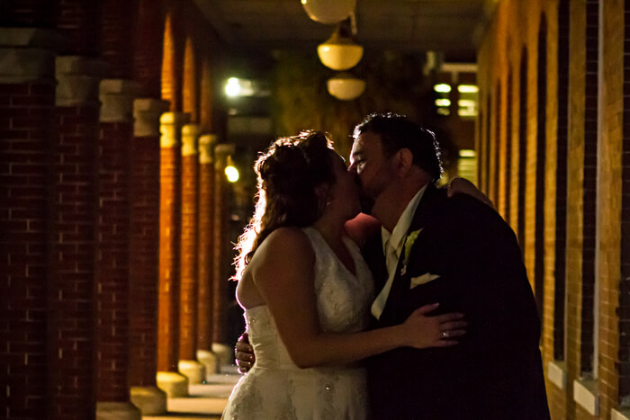 bride and groom - first kiss