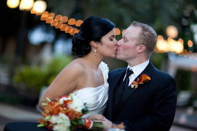 bride and groom - first kiss - Tampa wedding