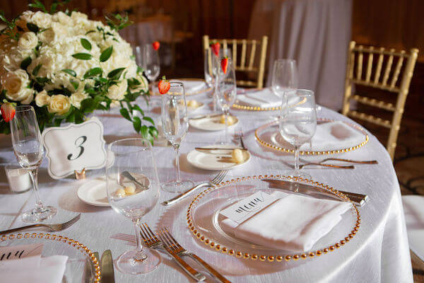 Clearwater beach weddings – clearwater beach Jewish wedding – Sandpearl Resort weddings - gold rim charger plates