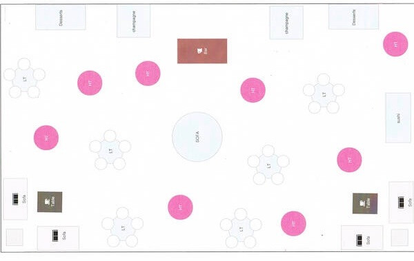 Special Moments Event Planning - 15th anniversary party - tent diagram