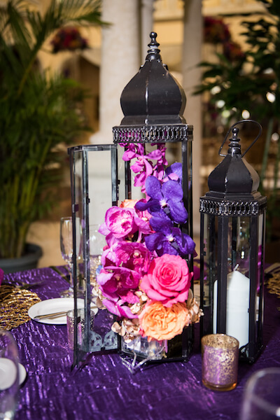 Events by special moments – Tampa Wedding Planner – Special Moments Event Planning – Avila Country Club – Moroccan Wedding- brightly colored centerpieces