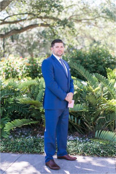 Special Moments Event Planning – Tampa Wedding Planner – Davis Island Garden Club – Davis Island Garden Club Wedding - groom - groom in blue suit