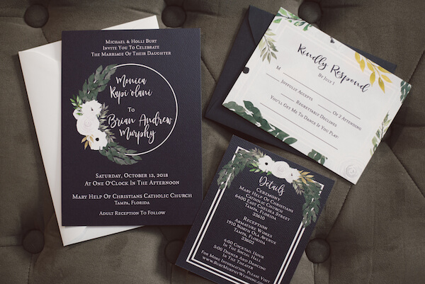 Special Moments Event Planning – Tampa Wedding Planner – Tampa Bay Wedding Planner- Tampa Wedding – Armature Works wedding - black invitation suite