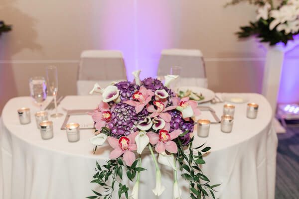 Opal Sands Wedding – Clearwater Beach Wedding – purple and white wedding- sweetheart table