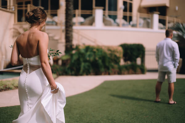 Special Moments Event Planning – Clearwater Beach Wedding – Clearwater Beach Wedding Planner- Clearwater Beach Destination Wedding-first look - Matthew Christopher - Matthew Christopher wedding gown