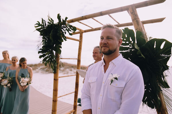 Special Moments Event Planning – Clearwater Beach Wedding – Clearwater Beach Wedding Planner- Clearwater Beach Destination Wedding- beach wedding ceremony - anxious groom - waiting for his bride