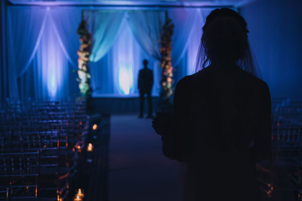 Special Moments Event Planning – Marry Me Tampa Bay – styled wedding shoot – romantic wedding – Hotel Alba – Tampa Wedding – Tampa Wedding planner – dramatic ballroom - bride - groom - first look - dark romantic wedding decor - deep blue wedding decor - dramatic wedding lighting