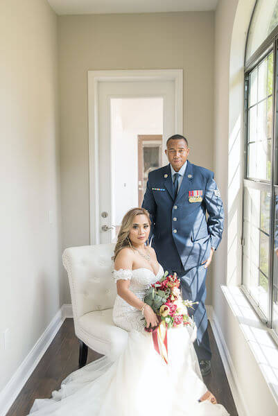 Special Moments Event Planning - Tampa Bay wedding - Secret Garden Wedding - 911 wedding - Military couple - bride and groom - Groom in Air Force uniform