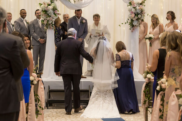 Clearwater Beach wedding - Clearwater Beach - Wyndham Grand Clearwater Beach - Wyndham Grand Clearwater Beach wedding - Wyndham Grand weddings - Clearwater Beach Jewish wedding - blush wedding - Clearwater Beach Jewish wedding - Chuppah - bride coming to Chuppah with parents - Wyndham Grand Clearwater Beach Jewish wedding