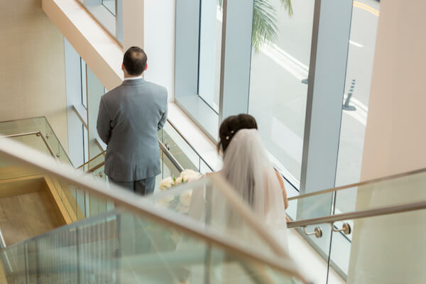 Clearwater Beach wedding - Clearwater Beach - Wyndham Grand Clearwater Beach - Wyndham Grand Clearwater Beach wedding - Wyndham Grand weddings - Clearwater Beach Jewish wedding - blush wedding - first look - bride walking to groom 