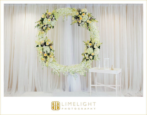 Clearwater Beach wedding. - Clearwater Beach wedding ceremony. - Sand Ceremony - wedding ceremony decor - yellow and white floral wedding ceremony backdrop 