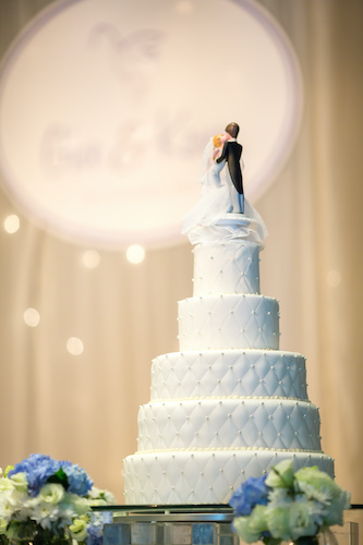 five tiered white wedding  cake - when to cut your wedding cake - wedding planning tips - wedding planning advice - special moments event planning - Tammy Waterman - Master Wedding Planner