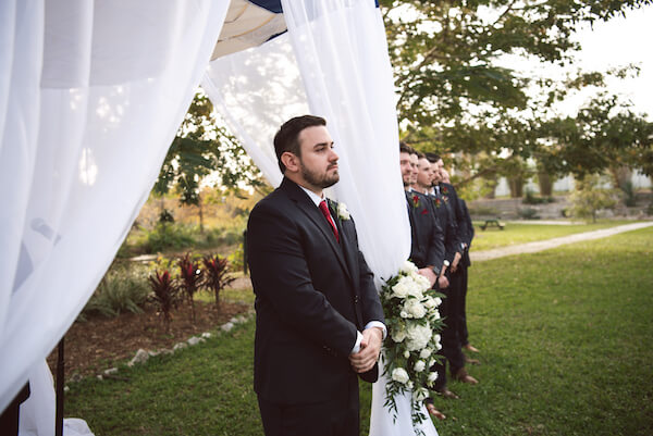 First Look – Bradenton wedding – Palma Sola Botanical Park wedding – Special Moments Event Planning - groom waiting for bride -