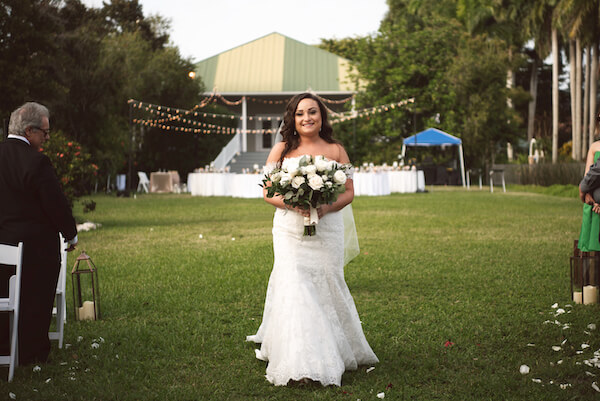 First Look – Bradenton wedding – Palma Sola Botanical Park wedding – Special Moments Event Planning - groom looking at bride walking down the aisle – bride walking down the aisle