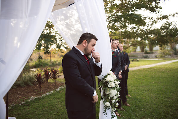 First Look – Bradenton wedding – Palma Sola Botanical Park wedding – Special Moments Event Planning - groom waiting for bride -