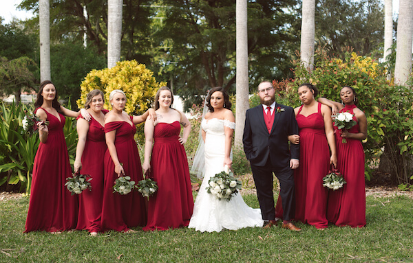 Bradenton wedding – Palma Sola Botanical Park wedding- Special Moments Event Planning - bride- wedding part - bride with wedding party - Man of Honor - honor attendants - 