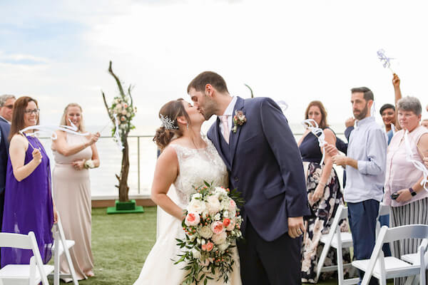 Clearwater Beach Wedding - Opal Sands Resort - Opal Sands Resort wedding - just married - first kiss- bride and groom sharing first kiss