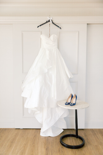 brides wedding gown - brides wedding gown and shoes - brides wedding gown and blue shoes - brides organza wedding gown- organza wedding gown with blue shoes- blue Manolo Blank shoes - Tampa wedding 