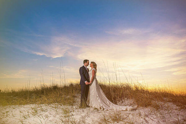 Special moments Event Planning x- Clearwater Beach wedding - Clearwater Beach wedding planner - Sandpearl Resort wedding - bride and groom on beach - bride and groom on beach at sunset