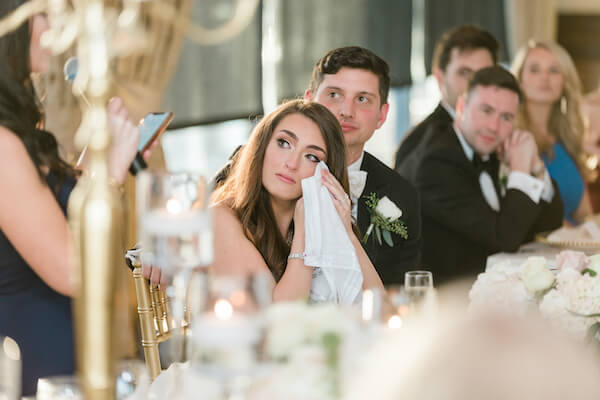 Tampa wedding - Tampa wedding reception - Rusty Pelican Restaurant wedding reception - bride crying during wedding toast