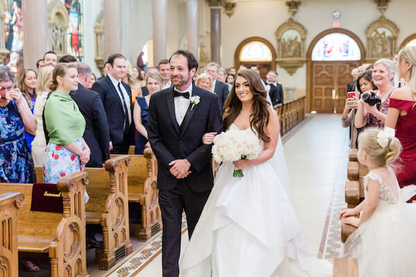 Tampa wedding - Tampa wedding ceremony - Sacred Heart Catholic Church Tampa wedding ceremony - bride walking down the aisle with father - bride's entrance - Catholic wedding ceremony