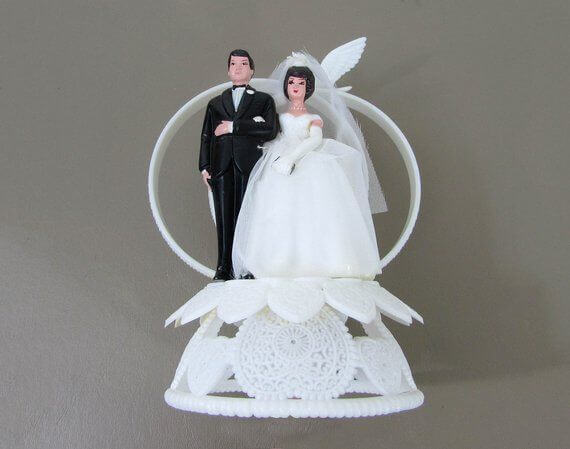 1960's cake topper - bride and groom cake topper - vintage cake topper - cake topper - plastic cake topper