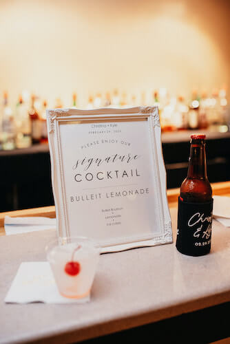 Florida wedding – Saint Petersburg Florida wedding – Saint Petersburg wedding – Greek wedding - Bulleit - Bulleit bourbon - Bulleit Lemonade - Signiture Cocktail - Signiture Cocktail signs - beer koozie - custom beer koozie 