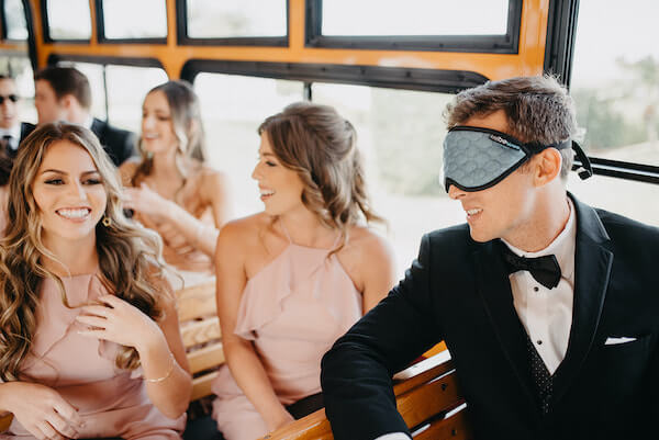 Florida wedding – Saint Petersburg Florida wedding – Saint Petersburg wedding – Greek wedding -  groom - blindfolded groom - groom on his way to wedding ceremony