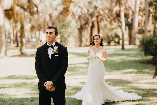 Florida wedding – Saint Petersburg Florida wedding – Saint Petersburg wedding – Greek wedding -  first look - bride and groom - bride walking up to groom