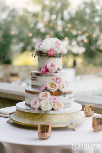 Tampa weddings – wedding cakes – cake stands – displaying your wedding cake - naked wedding cake on a silver stand 