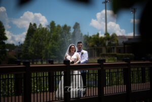 Tampa bride and groom standing on the bride outside of The Chapel of the Holy Cross