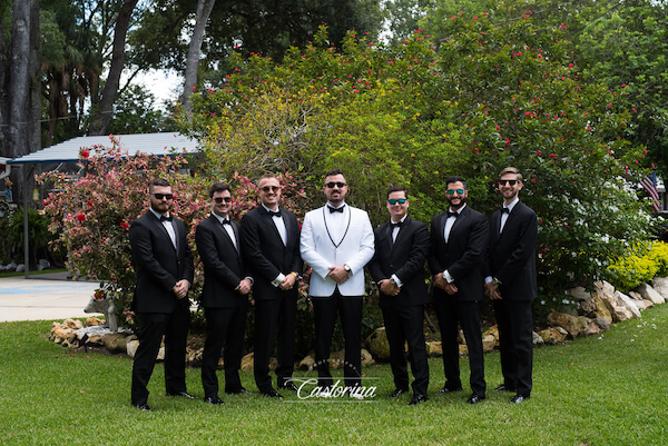 groom with his groomsmen just before his first look