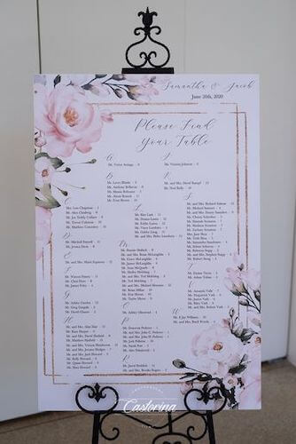 custom seating chart made by Special Moments Event Planning