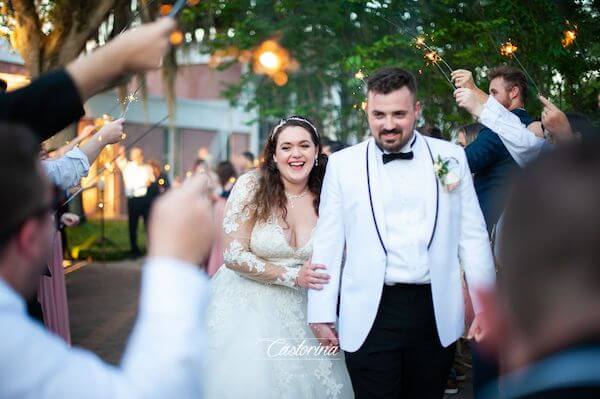 Sparkler exit for Tampa newlyweds at the Tampa Garden Club