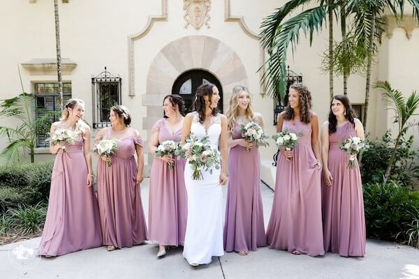 bride and bridal party at Powel Crosley Estate in Tampa