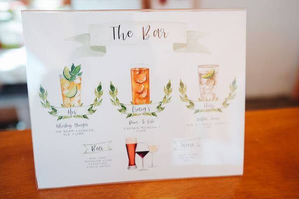 custom drink menu for St Petersburg wedding