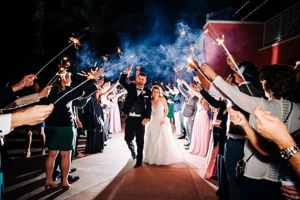 Bride and groom's sparkler exit at the Hyatt Clearwater Beach