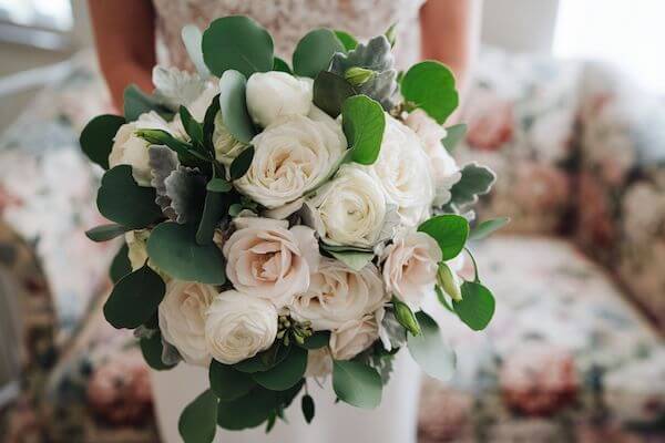 handled white blush and cream bridal bouquet