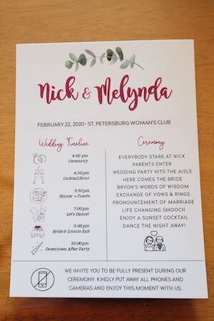 really cute custom wedding program