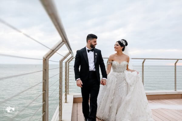 bride and groom at the Opal Sands Resort on Clearwater Beach