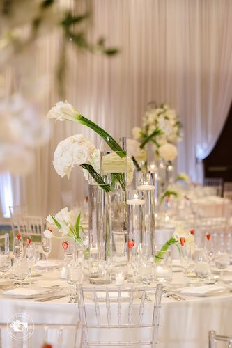 modern white wedding reception decor