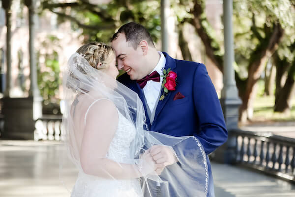 Tampa bride and groom snuggling after their first look