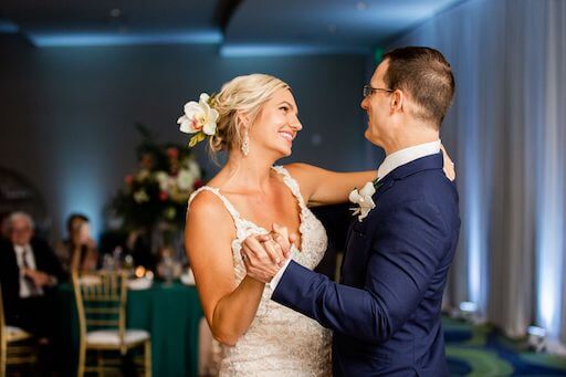 Clearwater Beach couple dancing their first dance to At Last by Etta James