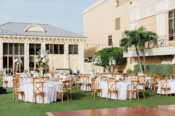 Outdoor destination wedding reception at the Sandpearl Resort in Clearwater Beach