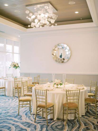 ivory, gold and pink wedding decor at the Hyatt Clearwater 