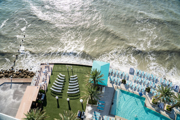 aerial view of the Opals Sands Event Lawn 