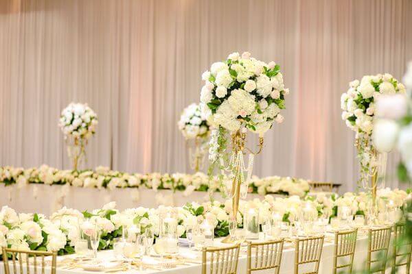 Luxurious Tarpon Springs wedding decor in gold, white and soft pink