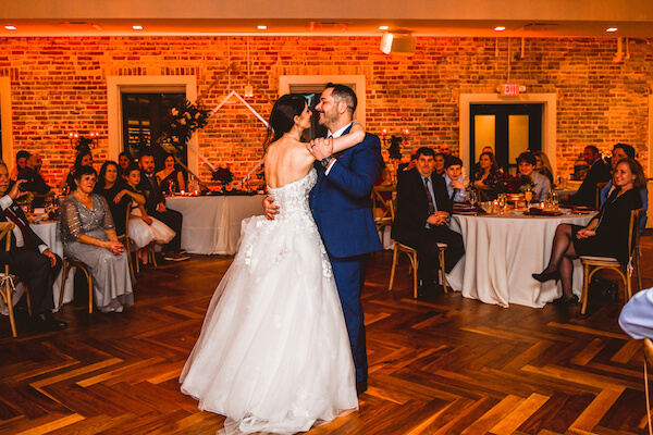 bride and groom's first dance at Red Mesa in Downtown St Pete